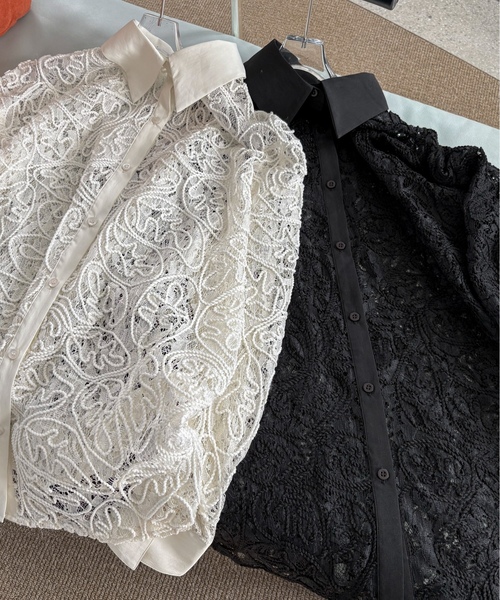 「feepur」 長袖ブラウス MEDIUM ブラック レディース_画像4