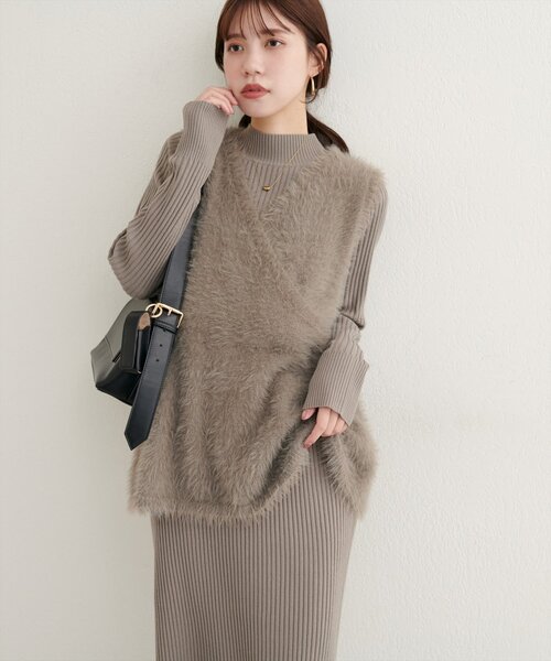 「natural couture」 コンビワンピース MEDIUM グレー レディース_画像5