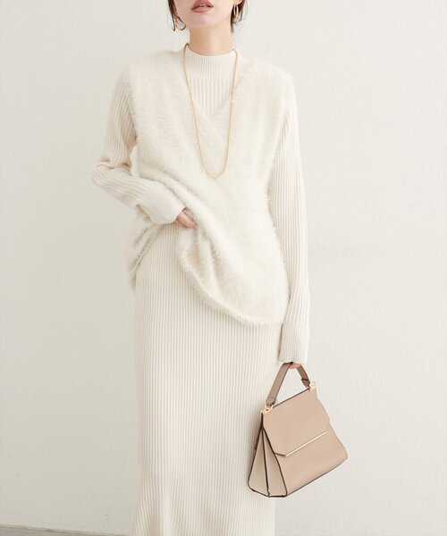 「natural couture」 コンビワンピース MEDIUM グレー レディース_画像6