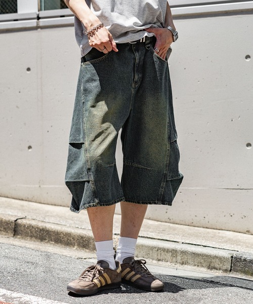 RAGEBLUE（レイジブルー） ワイドパンツ ハーフパンツ ジーンズ 短パン