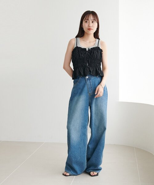 キャミソール ドット柄シャーリングキャミ | Discoat | 13