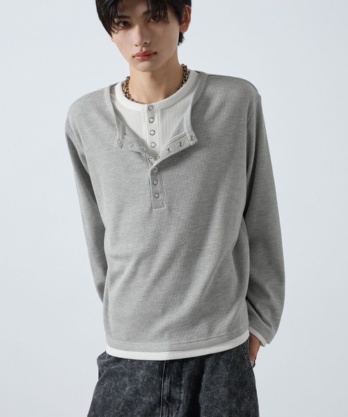SERACE ヘンリーネック tシャツ 「SERACE」Layered style henley neck