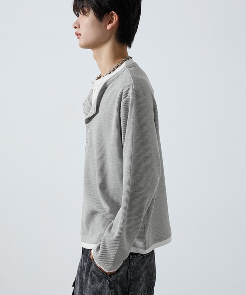 SERACE ヘンリーネック tシャツ 「SERACE」Layered style henley neck