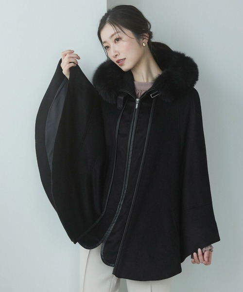 美品✨ARTISAN ポンチョ ケープ 2way カシミヤ ウール ブラック