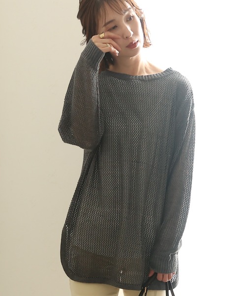 ElegChic カーディガン 2Wayメッシュニットカーディガン