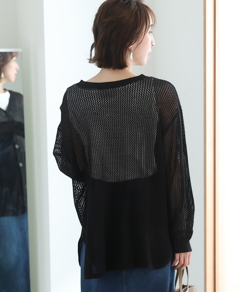 ElegChic カーディガン 2Wayメッシュニットカーディガン