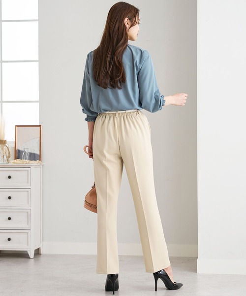 BELLUNA パンツ ジョーゼット素材フレアーパンツ股下63cm