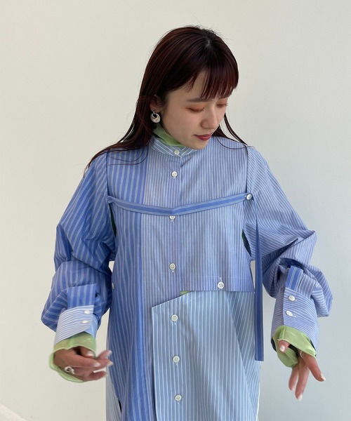 ふるさと納税 服 女 岐阜県 岐阜市 日本製 サステナブル オーバーサイズストライプシャツ ネイビー×ホワイト ReS el Meray 衣類 洋服 レディース 岐阜市 ／ … 日本製 サステナブル オーバーサイズストライプシャツ