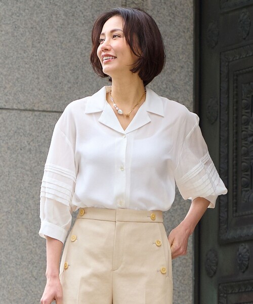 自由区 ブラウス シャツ 「洗える・XSサイズあり」ピンタック