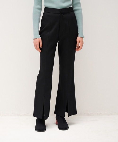 LANVIN en Bleu パンツ ウールツイルスリットフレアパンツ