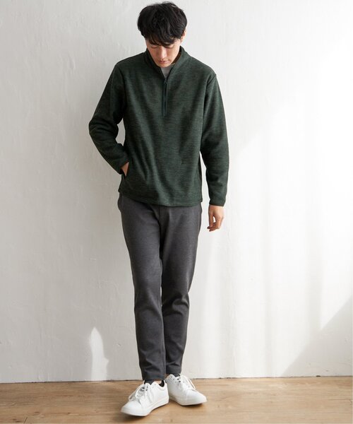 ISSEY MIYAKE MEN ハーフジップトレーナー カーキ　M ikka（イッカ） トレーナー スウェット メランジフリースハーフジップ