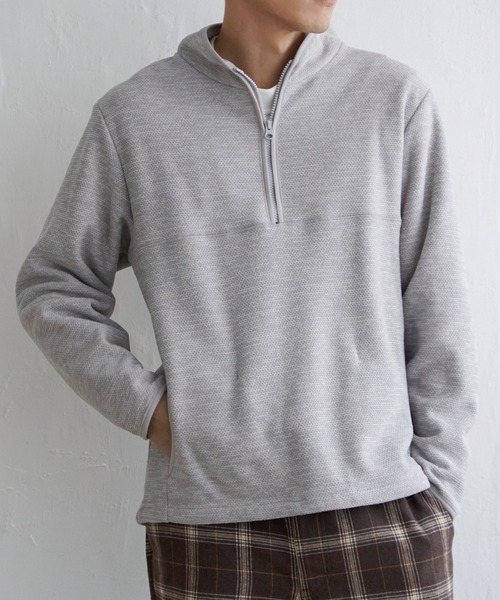 ikka（イッカ） トレーナー スウェット メランジフリースハーフジップ