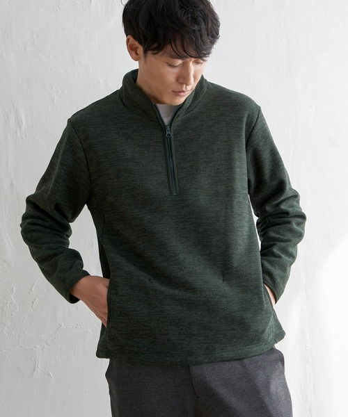 ikka（イッカ） トレーナー スウェット メランジフリースハーフジップ