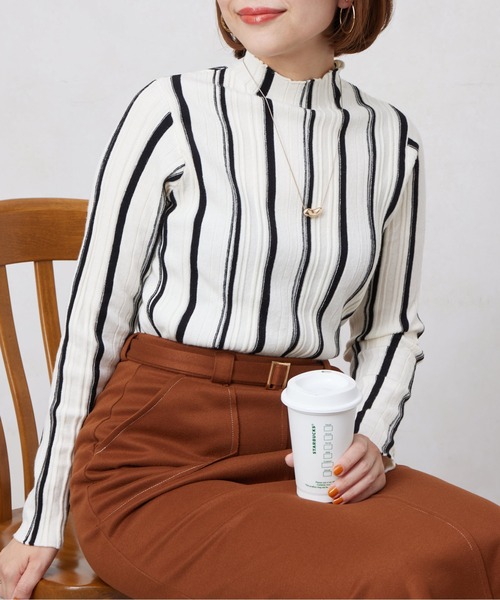 Chez toi（シェトワ） ニット セーター ピンタックストライプニット