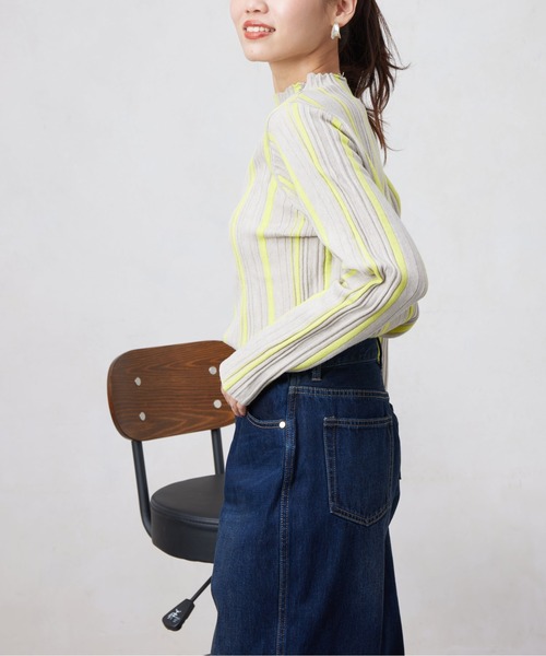 Chez toi（シェトワ） ニット セーター ピンタックストライプニット