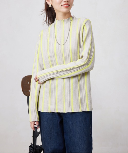 Chez toi（シェトワ） ニット セーター ピンタックストライプニット