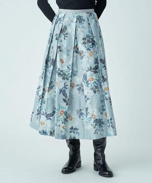 TOMORROWLAND collection スカート ブラードフラワープリント タック
