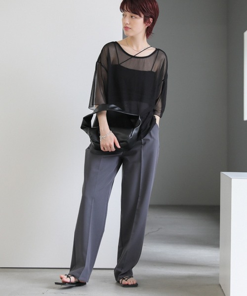 トップス SELECT select MOCA（セレクトモカ） tシャツ オープンネックシアーボーダー
