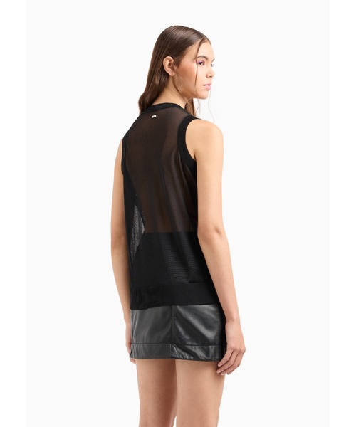 ニット セーター 「A|X アルマーニ エクスチェンジ」シアーバック　メタリックニットノースリーブトップス レディース ARMANI EXCHANGE ニット セーター 「A|X アルマーニ