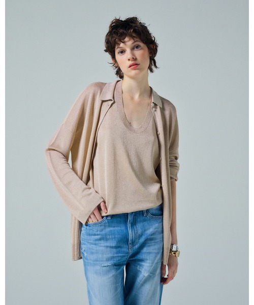ニット セーター 「A|X アルマーニ エクスチェンジ」シアーバック　メタリックニットノースリーブトップス レディース ARMANI EXCHANGE ニット セーター 「A|X アルマーニ