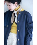 トレンチコート コート (濃紺)異素材合わせの...の詳細画像2