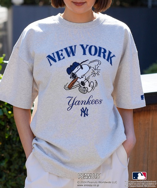 tシャツ Tシャツ メンズ 「MLB ×PEANUTS」オリジナルデザインTシャツ ヤンキース　 ドジャース　パドレス　ドロップショルダー ビッグシル｜zozo｜16