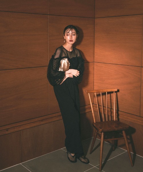 ANDRESD flocky dot dress 結婚式 ワンピース　ドノバン DONOBAN ドレス 「ANDRESD」flocky dot dress 結婚式 ワンピース