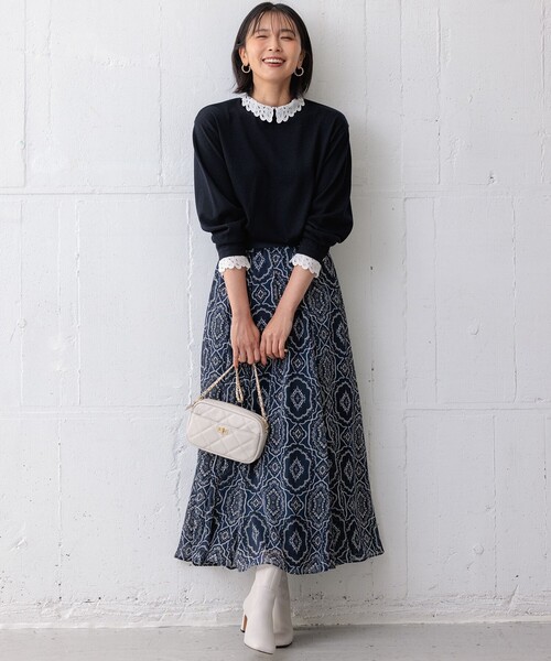 23区 スカート 「杏さん着用」オーナメントプリント ギャザー