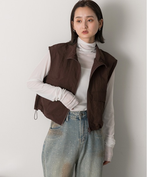 【人気】 【上質】 スタンブリー ジレ ベスト ベージュ ♪ ニッセン トップス ジレ ベスト ノーカラー ロング丈 レディース
