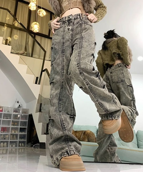 i-dare ジーンズ デニム デニムパンツ 「i-dare」サイド ピンタック