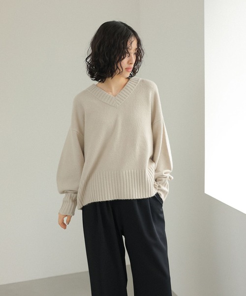 LEPSIM（レプシィム） ニット セーター 5ゲージアンゴラMIXーVネック