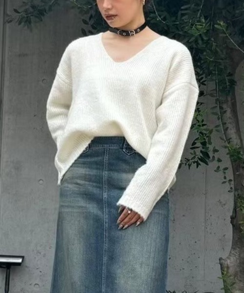 ニット セーター Vネック オーバーサイズニット FMN-24AW-KN-002 レディース