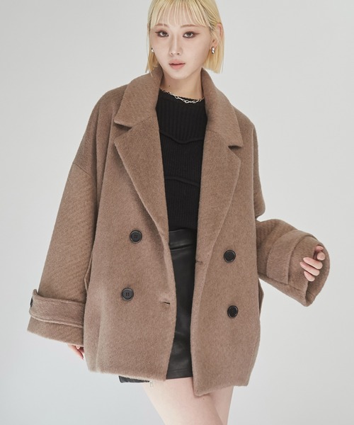 ENVYM（アンビー） ピーコート pコート シャギーチェックコクーン