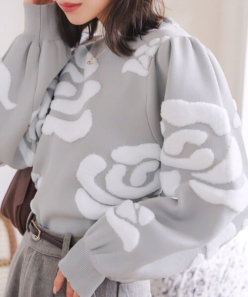 KOBE LETTUCE（神戸レタス） ニット セーター 薔薇柄ボリューム