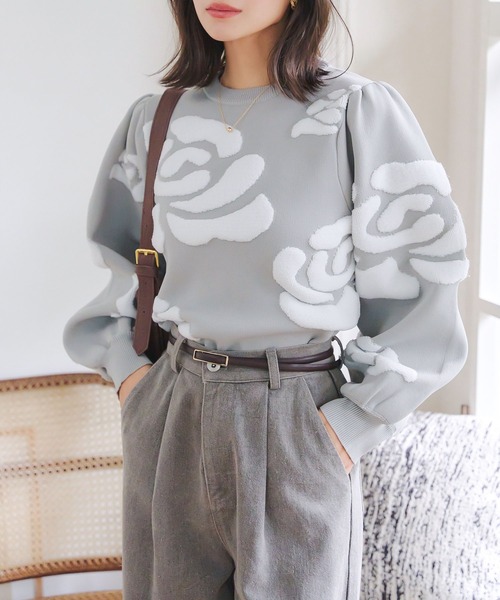 KOBE LETTUCE（神戸レタス） ニット セーター 薔薇柄ボリューム