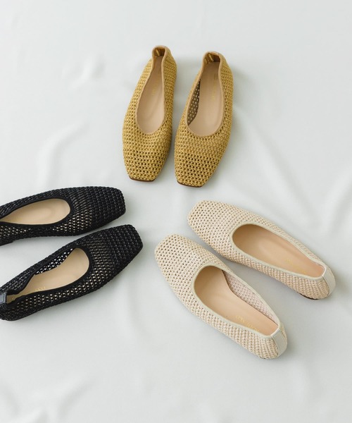 新品✨定価 18,900円made in JAPANスクエアトゥフラット 完売品 セール】『MADE IN JAPAN』スクエアメッシュフラットシューズ