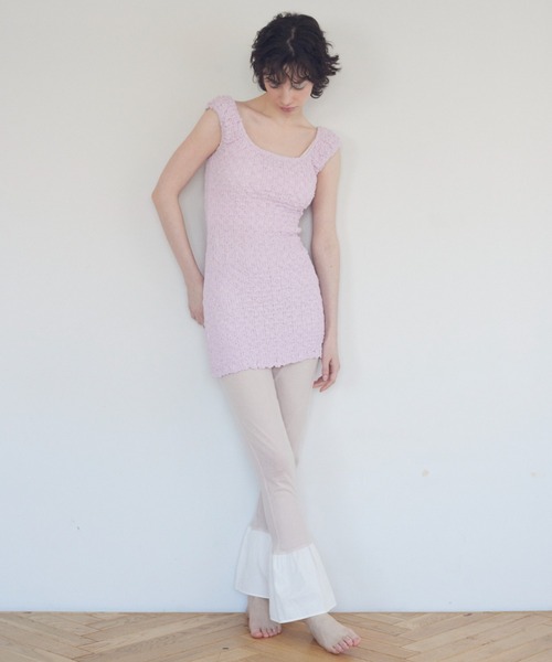 HONEY MI HONEY（ハニーミーハニー） パンツ sheer rib frill flare