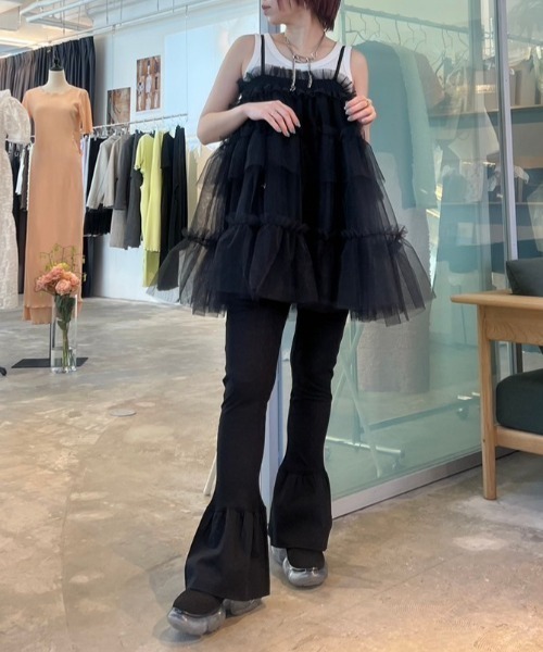 HONEY MI HONEY（ハニーミーハニー） パンツ sheer rib frill flare