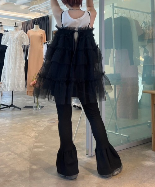 パンツ HOWDY. rib frill pants HONEY MI HONEY（ハニーミーハニー） パンツ sheer rib frill flare