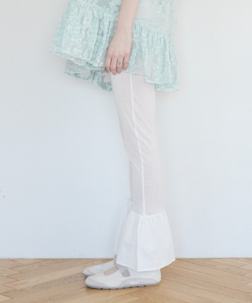 HONEY MI HONEY（ハニーミーハニー） パンツ sheer rib frill flare