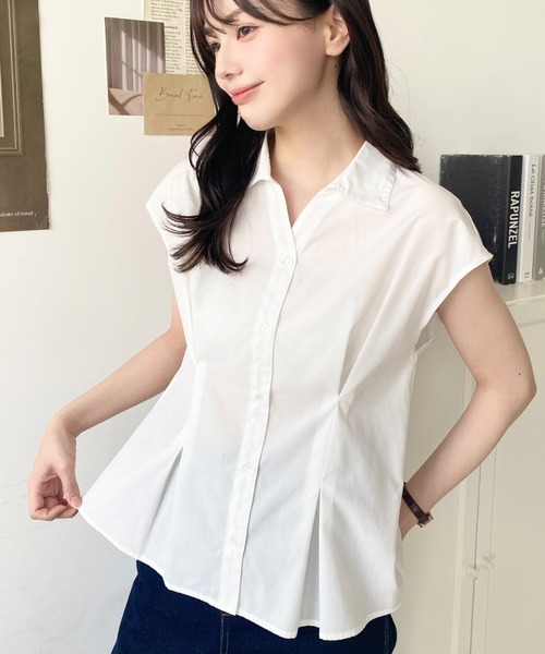 【中古】モンセ MONSE シャツ ブラウス スキッパー 0 ホワイト /DF ■GY57 レディース moment+ ブラウス シャツ スキッパーフレンチスリーブウエストタック