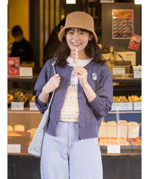 サマンサモスモス　ゆべし　カーディガン Samansa Mos2 カーディガン 「ゆべしコラボ」ブローチ付2WAY