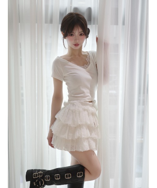 Darich レースVネッククロップドTシャツ D05767EW006798_fw_thumbM.jpg