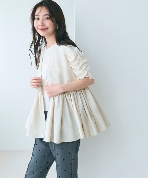 coca ベスト ジレ Vネックギャザーベスト レディース : ZOZOTOWN