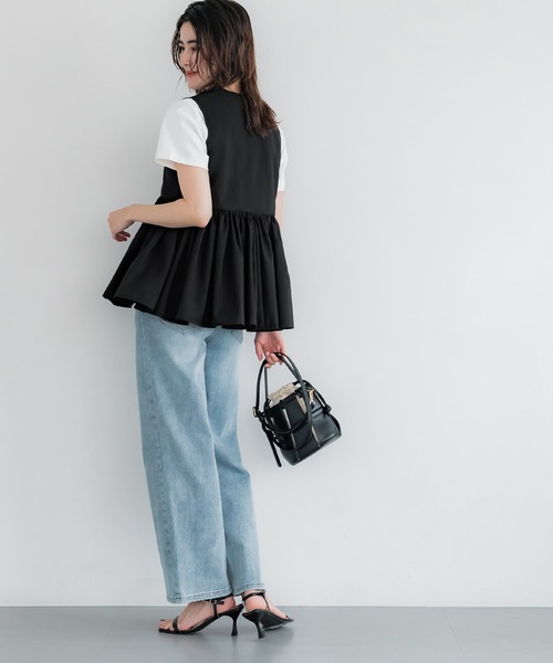 coca ベスト ジレ Vネックギャザーベスト レディース : ZOZOTOWN