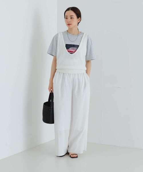 かぐれ　コットンボリュームパンツ　ホワイト　アーバンリサーチ　ゆったり　ワイド URBAN RESEARCH（アーバンリサーチ） パンツ コットンギャザーワイド