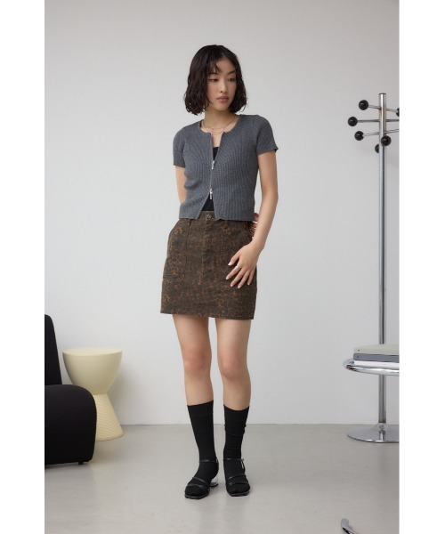 AZUL BY MOUSSY デニムスカート DENIM レオパードミニスカート