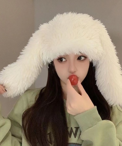 DIAVEL ニット帽 ニットキャップ Bunnyもこもこファーハット「1年中