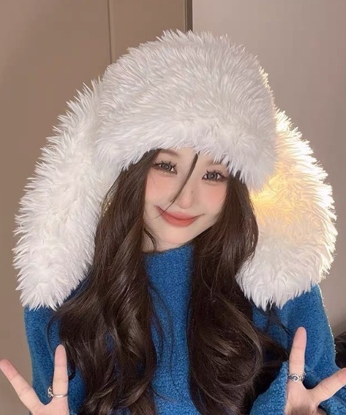 DIAVEL ニット帽 ニットキャップ Bunnyもこもこファーハット「1年中