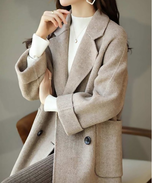 「MAISON DE THERESE」 チェスターコート L ピンク レディース_画像2